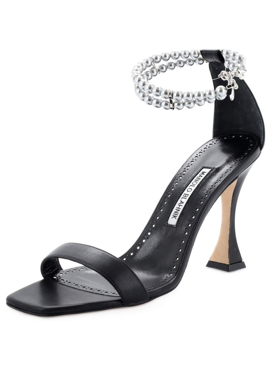 Manolo Blahnik Shoes - MANOLO BLAHNIK Charona Calfskin Pearly-Bracelet Sandals SIZE 38, 7.5